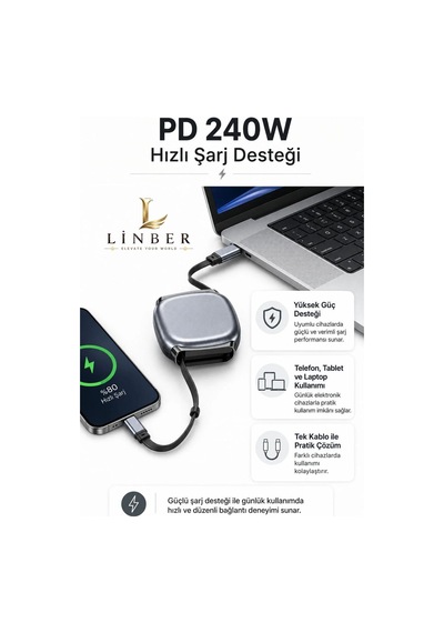 240w Type-c To Type-c Gri Teleskopik Şarj Ve Veri Kablosu, Geri Sarılabilir Mini Tasarım, Kademeli Uzunluk Ayarı,taşınabilir Hızlı Şarj Kablosu Gri 240w Type-c To Type-c Gri Teleskopik Şarj Ve Veri Kablosu, Geri Sarılabilir Mini Tasarım, Kademeli Uzunluk Ayarı,taşınabilir Hızlı Şarj Kablosu Gri