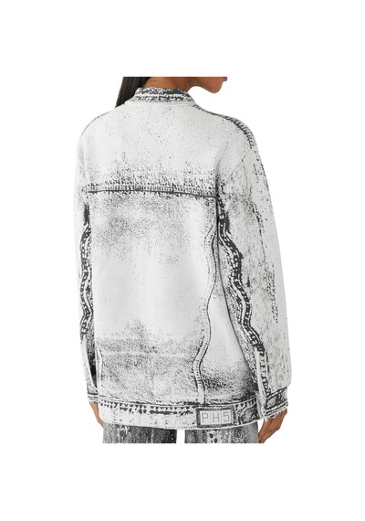 Ph5 Hana Denim Desenli Oversize Ceket Gri