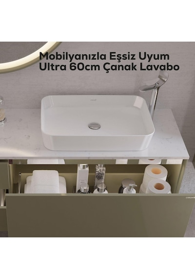 Creavit Ultra Dikdörtgen Çanak Lavabo 60 Cm Beyaz Ul060-00cb00e-0000