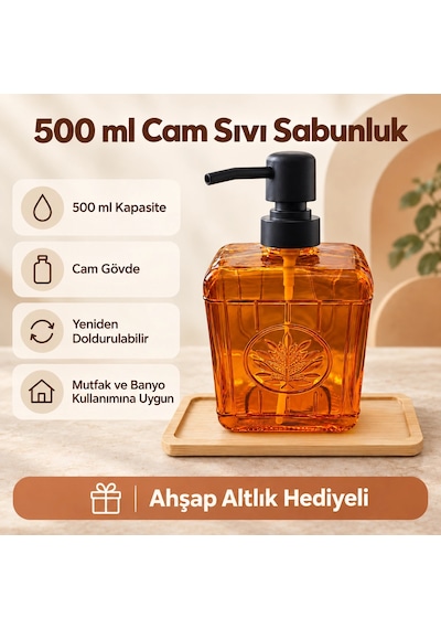 Amber Cam Sıvı Sabunluk - 500 Ml Çok Renkli