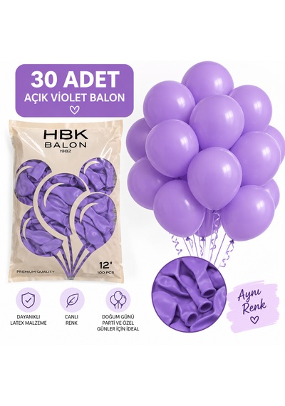 30 Adet Açık Violet Balon 12 İnç Lila