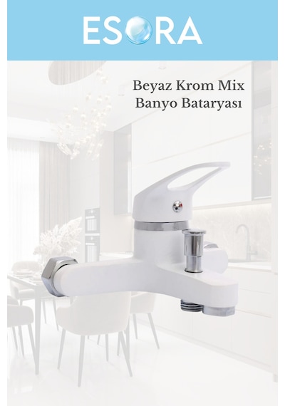 Beyaz Krom Mix Banyo Bataryası