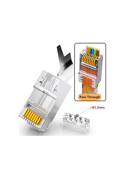 Cat7 Cat6A EZ Yeni Nesil RJ45 Delikli Metal Konnektör - 100 Adet