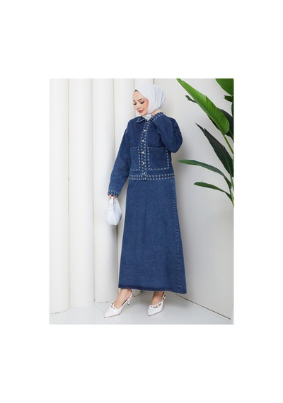 Dorne Moda Özel Üretim Kot Ceket Pantalon Takım - Günlük - Ofis Şıklığı Mavi Mavi