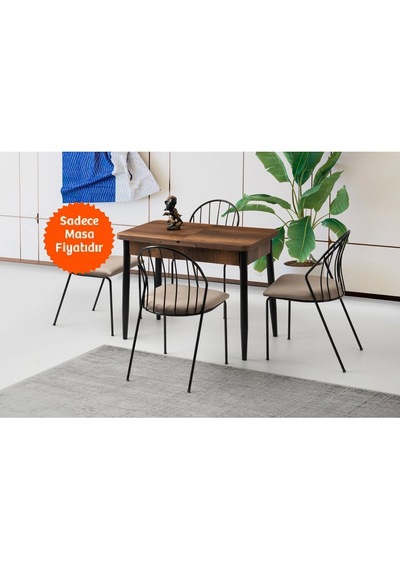 Milano Ortadan Açılır Büyüyen Ahşap Yemek Masası Ceviz 60x100cm