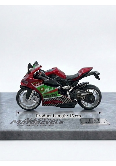 1:12 Ölçek Alloy Model Metal Motorsiklet Sesli Ve Işıklı Yarış Canavarı Oyuncak Motor Kırmızı Kırmızı
