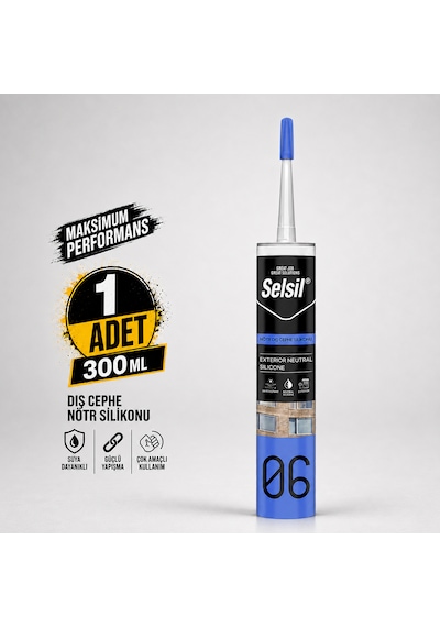 Selsil Şeffaf Nötr Dış Cephe Silikonu 300 Ml Uv Dayanımlı Cam Pvc Beton Derz Dolgu Mastiği