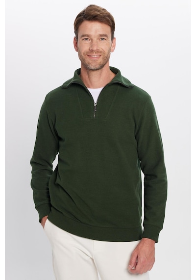 Tudors Unisex Relax Fit Rahat Kesim Fitilli Desenli Pamuklu Yarım Fermuarlı Yeşil Dik Yaka Sweatshirt-31990 Yeşil Tudors Unisex Relax Fit Rahat Kesim Fitilli Desenli Pamuklu Yarım Fermuarlı Yeşil Dik Yaka Sweatshirt-31990 Yeşil