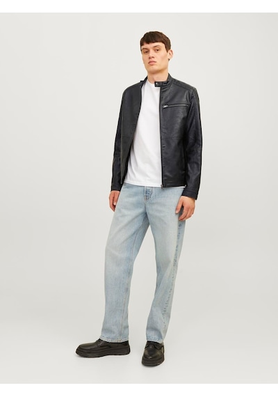 Jack & Jones Jack Jones Erkek Siyah Renk Bıker Deri Ceket 12261196 Siyah