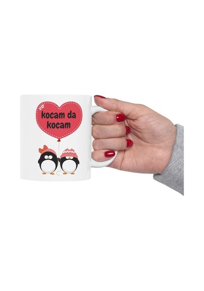 Kocam Da Kocam Sevgili Çift Örgü Penguenler - Doğum Günü Hediyesi - Hediye Porselen Kupa Bardak Beyaz