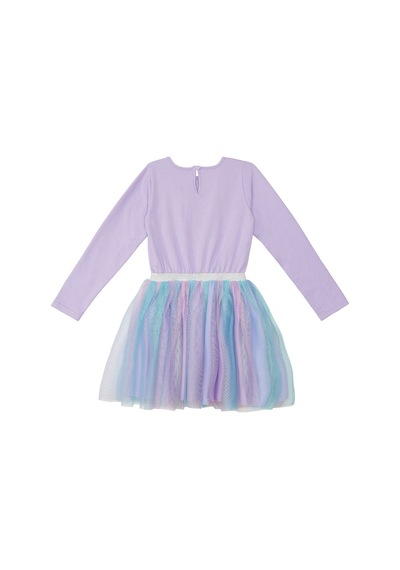 Denokids Gökkuşağı Kedicorn Kız Çocuk Tüllü Tütü Elbise Lila