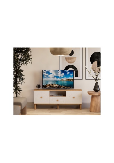 Tamamı Mdf Bohem Tv Ünitesi 150 Cm Safir Meşe Sepet Kahverengi