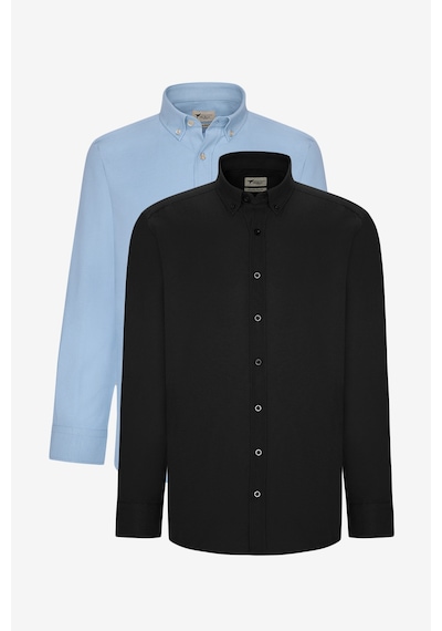 AC&Co / Altınyıldız Classics Erkek Mavı-sıyah 2'li Pamuklu Kolay Ütülenebilir Slim Fit Dar Kesim Oxford Gömlek Paketi Mavi - Siyah AC&Co / Altınyıldız Classics Erkek Mavı-sıyah 2'li Pamuklu Kolay Ütülenebilir Slim Fit Dar Kesim Oxford Gömlek Paketi Mavi - Siyah