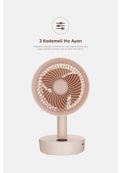 Fressi Jaf17 Taşınabilir Masaüstü Bej Usb Fan