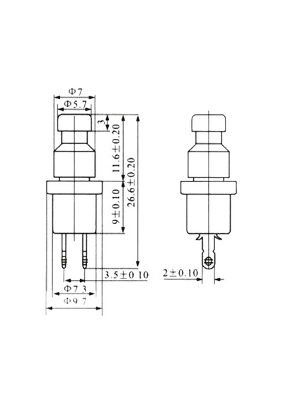 Ic-178 Buton Ø7mm Normalde Kapalı Ters Kontak Kırmızı