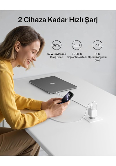 Belkin Smartprotect 2 Portlu Usb-c Şarj Cihazı 67 W, 2 Usb-c Port