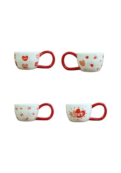 Love Kalp Seramik Kahve Kupası Bm-2387 Açık Ahşap