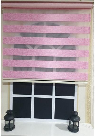 Lux Bambu Stor Zebra Perde Fuşya Pembe Etek Dilimli Stb 400 V16