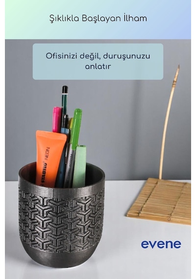 Kalemlik Masa Kalemliği Organizer Kalemlik Gümüş Eskitme Renk Model 77 Çok Renkli