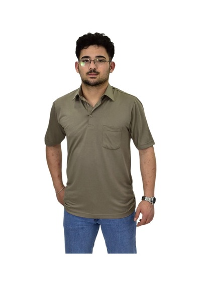 Erkek Gömlek Yaka Tişört T6064 Bgl-st04541 Vizon