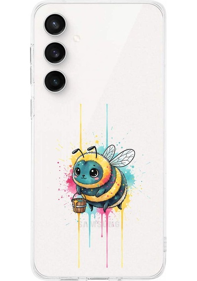 Samsung Galaxy S24 Fe İle Uyumlu Splash Arı Tasarımlı Şeffaf Silikon Kılıf Şeffaf