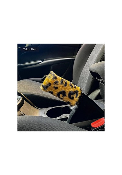 Trobus Oto El Freni Kılıfı Peluş Süs Leopar Desenli