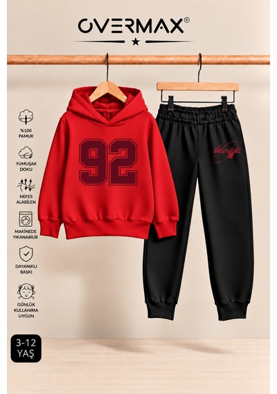 Overmax 92 Baskılı Çocuk Kapüşonlu Sweatshirt Eşofman Takımı- 3-12 Yaş Kırmızı Üst-siyah Alt - 928463396 Kırmızı Üst-siyah Alt Overmax 92 Baskılı Çocuk Kapüşonlu Sweatshirt Eşofman Takımı- 3-12 Yaş Kırmızı Üst-siyah Alt - 928463396 Kırmızı Üst-siyah Alt