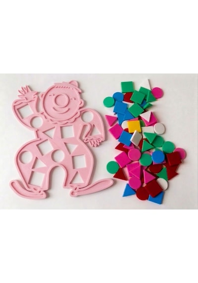 Eğitici Geometrik Şekiller - Renkli Şekil Eşleştirme - Zeka Geliştirici Çocuk Puzzle - Pembe
