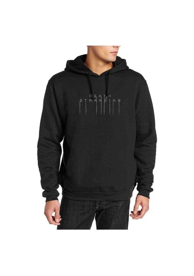 Death Stranding Logo Baskılı Siyah Erkek Örme Sweatshirt (531059526)