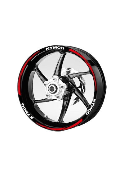 Beyaz- Kymco -Yazılı-3-Parçalı-Reflektif -Kırmızı -Jant-Şeridi