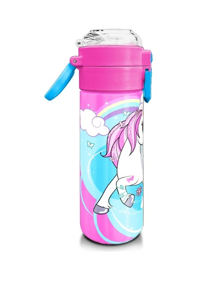 Coral High Kids Mavi Neon Pembe Unicorn Desenli Pipetli Ve Direkt İçim Çelik Termos 500 Ml 31925 Mavi - Beyaz