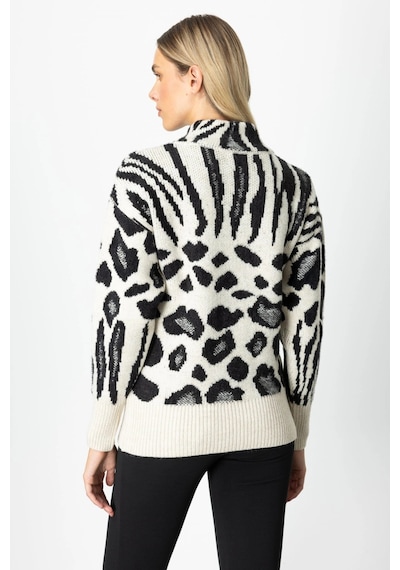 On Fashion Desenli Degaje Kadın Bej Kazak 65322 Bej