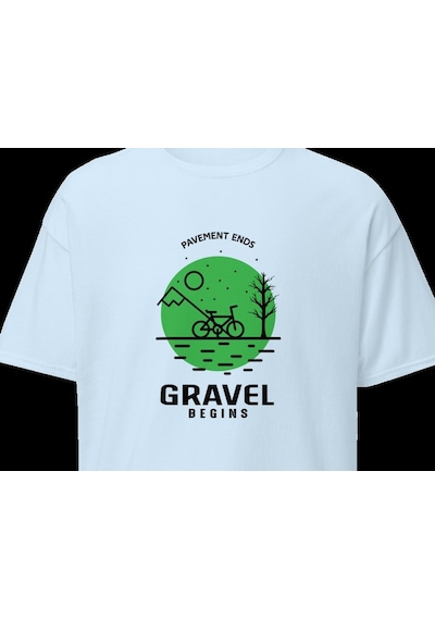 Wildstyle Gravel Begins Dağ Bisikleti Doğa Yol Macera Baskılı Unisex Bisiklet Yaka Pamuklu Tişört Bebek Mavisi
