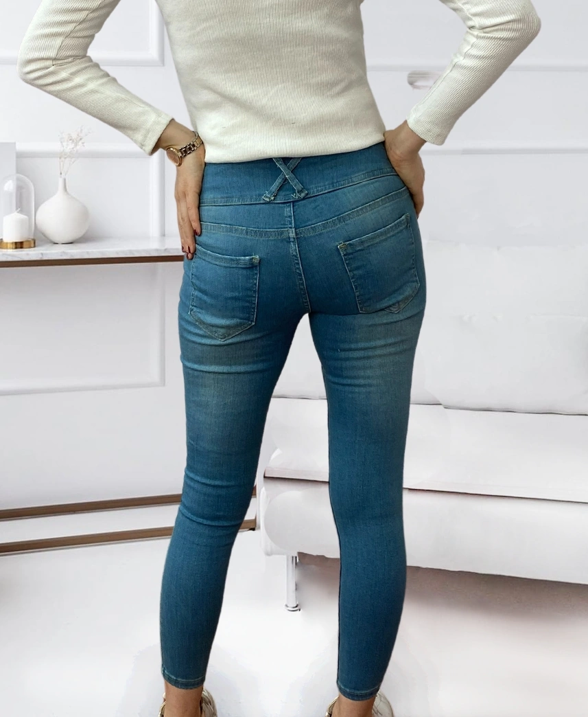 De'charme Yüksek Bel Likralı Jean Pantolon 90 Cm Yeşil