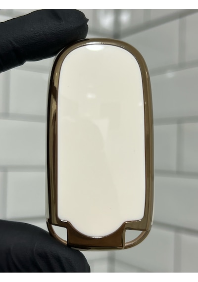 Fiat Egea Cross 500 Jeep Smart Uyumlu Anahtar Kılıfı Beyaz - Gold