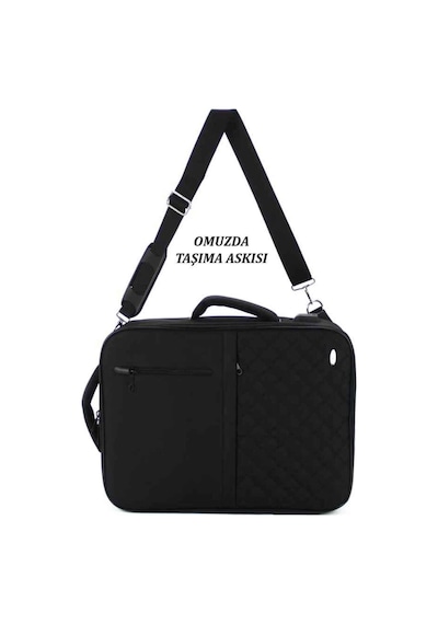 Case Club 1407 Laptop Sırt El Ve Omuz Çantası 15,6 İnç Usb Aparatlı Omuz Askılı Su Geçirmez Kumaş Siyah