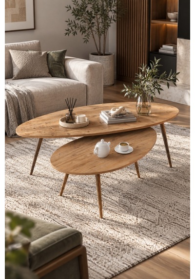 Sulorahome Elips Formlu 2'li Orta Sehpa Seti Kahverengi Suntalam Açık Kahverengi Sulorahome Elips Formlu 2'li Orta Sehpa Seti Kahverengi Suntalam Açık Kahverengi