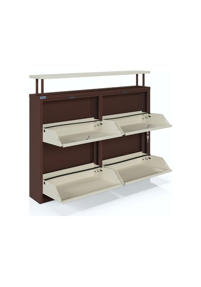 Ceha Kilitli Tablalı 4'lü Metal Ayakkabılık - Kahverengi/Krem K.AYK-2.4/J/P8317-P1013/KL Ceha Kilitli Tablalı 4'lü Metal Ayakkabılık - Kahverengi/Krem K.AYK-2.4/J/P8317-P1013/KL