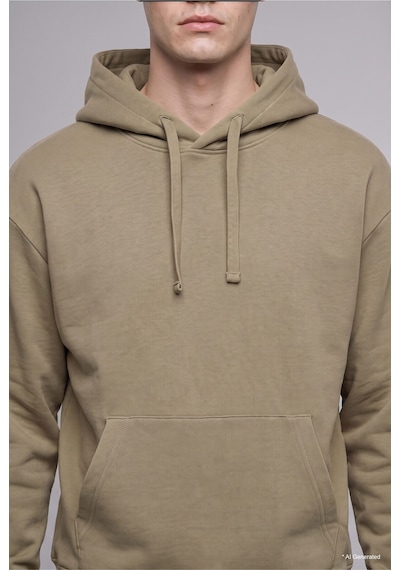 Defacto Regular Fit Kapüşonlu İçi Yumuşak Tüylü Kanguru Cepli Basic Sweatshirt X8283az26aukh404 Haki-kh404