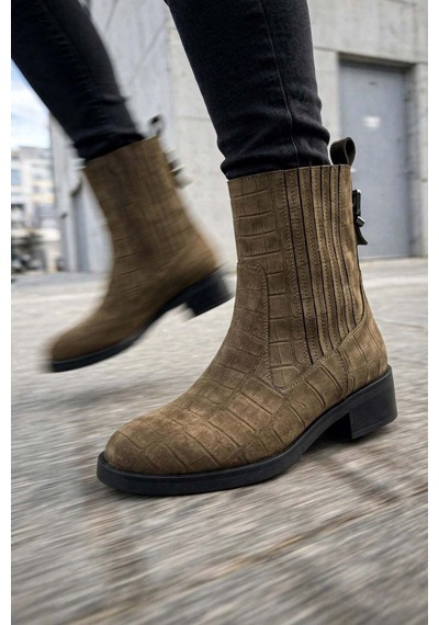 37brandshoes Zeytin Rengi Süet Botlar Haki Haki