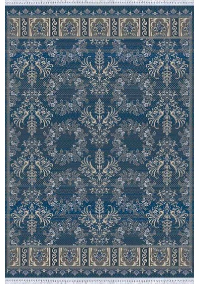 Mavi Vintage Dokuma Pamuk Tabanlı Kaymaz Kilim Klm221n11