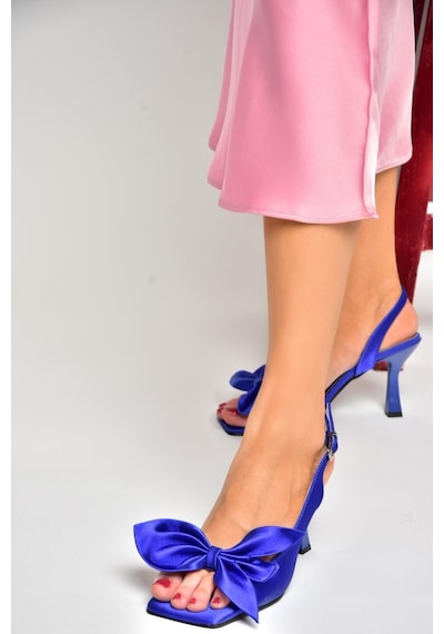 Fox Shoesk749384904 Saks Mavi Kumaş Kadın Topuklu Ayakkabı Saks Mavi