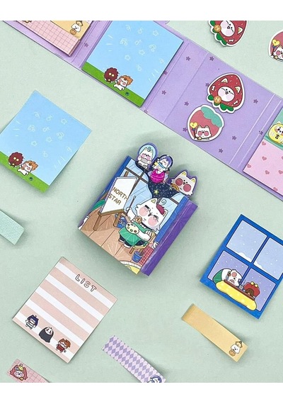 Kuzey Yıldızı Mor Kapaklı Ressam Kedi Post-it/sticky Note