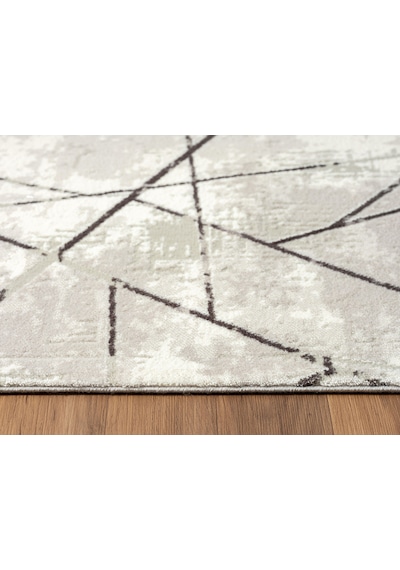 Tokyo 1703 Gri Halı Antrasit Detaylı Geometrik Desen Modern Akrilik Halı Kaymaz Taban Tozuaz-855 Gri