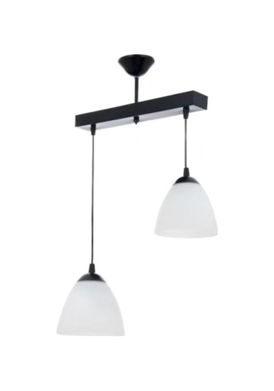Sıralı Ikili Opal Camlı Avize Modern Avize 30 Cm En Siyah
