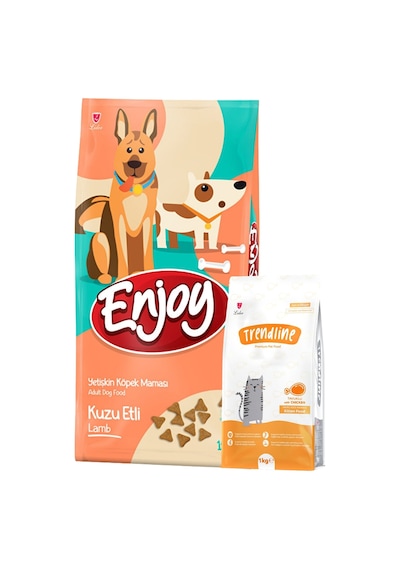 Enjoy Kuzu Etli Yetişkin Köpek Maması 15 Kg + Trendlıne 1 Kg Kedi Maması Hediyeli