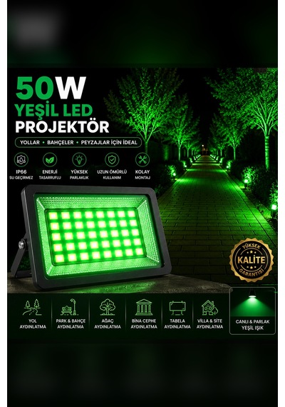 Astec Yüksek 50 Watt Yeşil Led Projektör Ip66 Su Geçirmez Dış Mekan Aydınlatma Kaliteli