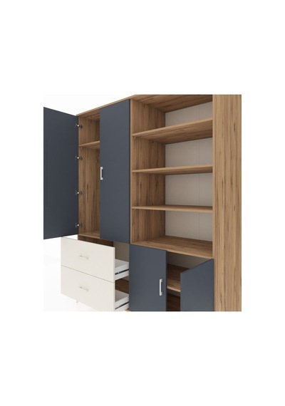 Kronos Gardrop 7 Raflı 2 Çekmeceli Tek Askılı 176x59x221 Çam-antrasit/aytaşı Antrasit/aytaşı Kronos Gardrop 7 Raflı 2 Çekmeceli Tek Askılı 176x59x221 Çam-antrasit/aytaşı Antrasit/aytaşı
