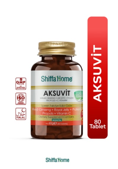 Shiffa Home Aksuvit 80 Tablet Arı Sütü Polen Propolis Takviye Edici Gıda