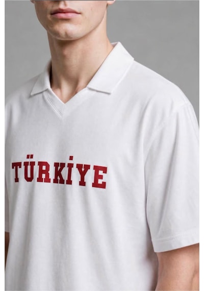 Defacto Boxy Fıt Türkiye Baskılı Kısa Kollu Kırmızı Tişört I1796ax26smwt34 Beyaz-wt34